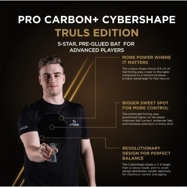 Фото - Ракетка для настільного тенісу Stiga Pro Carbon Plus Cybershape Truls Edition 5 Star FL (1215-1306-35)